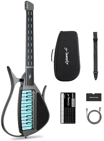 Enya CYBER-G Saitenlose Smart-Gitarre mit LED-Tasten & App | Silent E-Gitarre mit Drum & Bass, Hunderten Presets und interaktiven Akkordsheets für Lernen, Üben und Auftritte