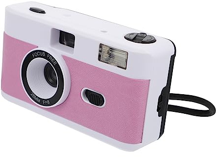 jojofuny Appareil Photo Argentique Réutilisable 35mm Flash Intégré, Boîtier Abs Blanc, pour Photos Rétro sans Batterie