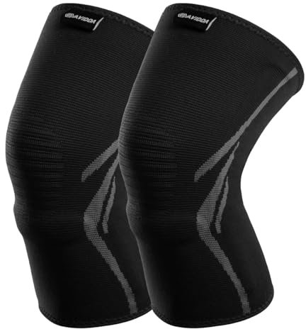 AVIDDA Knee Support Brace 2 Pack - Upgraded Compression Knee Sleeves for Arthritis, Joint Pain, Ligament Injury, Meniscus Tear, ACL, MCL, Tendonitis, Running, Squats & Sports