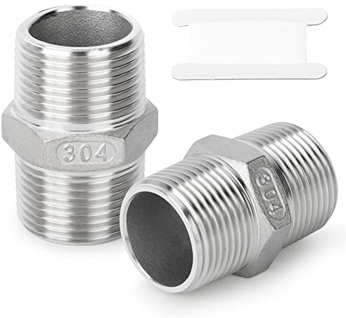 TAISHER 5 piezas de fundición de acero inoxidable 304 Hex Nipple, tubería de 1 pulgada de tubería macho x 1 pulgada de tubería macho