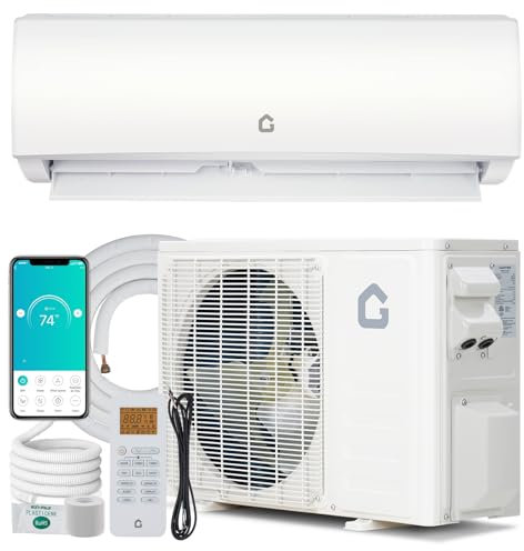 GarveeHome 18000 BTU Mini Split Air Conditioner Heat Pump System, 19 SEER2 230V Ductless AC Cool Up to 1250 Sq. Ft, Complete Installation Kit, White