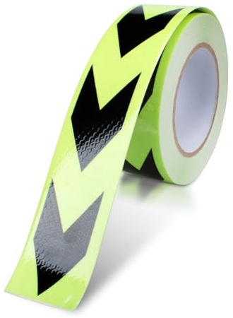 Innfeeltech 1 unidad de cinta adhesiva reflectante con punta de flecha, 50mm*25m, verde y negra, con flecha de reflexión nocturna