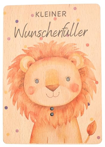 Geldgeschenk Kind Geburt - Geschenkkarte aus Holz - Geschenk Junge Mädchen,Geschenk zur Geburt, Geld verschenken Geschenkverpackung Kindergeburtstag Gutschein Wunscherfüller (Löwe Wunscherfüller)