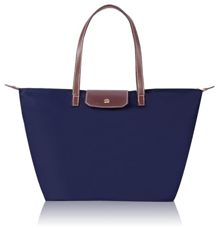 Luiexcel Tragetaschen für Damen, wasserdichte Nylon Damen Umhängetasche mit Tragegriff oben, faltbare Strand- und Reisetasche für Schule, Einkaufen, Arbeit, blau, cm