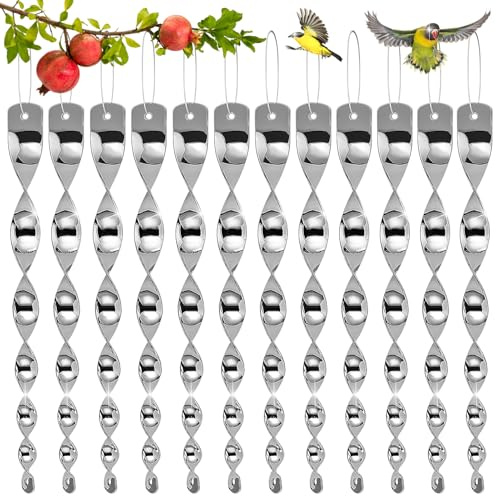 Reflektierende Vogelschreck,12 Stück Windspirale Vogelabwehr Windspiel,30cm Windspirale Vogelschreck,Reflektierende Windspirale Vogelabwehr,zum Schutz von Blumen und Garten Haus, Hof, Terrasse (B)