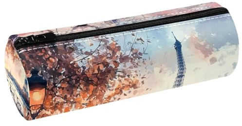 VAPOKF Trousse à crayons en cuir avec motif de tour de Paris pour ranger des stylos, des pièces de monnaie, des cosmétiques, des fournitures de bureau ou des étudiants