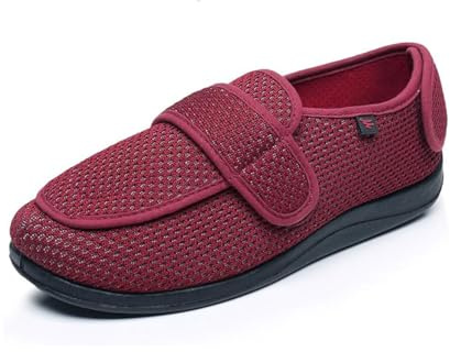 Chaussures Diabétiques et Pieds Enflés pour Femme Homme Chaussons Diabétiques Extra Larges Orthopédique Confortable (Rouge, Adulte, 39, Numérique, Système Taille Chaussures EU, Large)