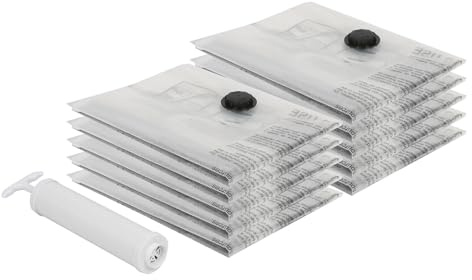 Harbour Housewares Vacuum Storage Bags with Hand Pump - 60 x 80cm | 10x Large Heavy Duty Reusable Plastic Clothes Duvet Bedding Travel Moving Packing Space Saver Organiser Zip Lock