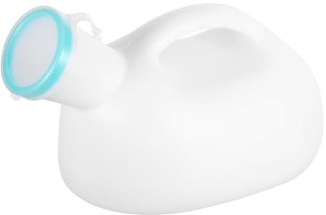 HAMPPLIES Urinoir Portable Réutilisable pour Hommes Blanc Couvercle, Récipient à Urine Plastique Étanche, Pratique pour Voiture, Voyage et Soins Médicaux