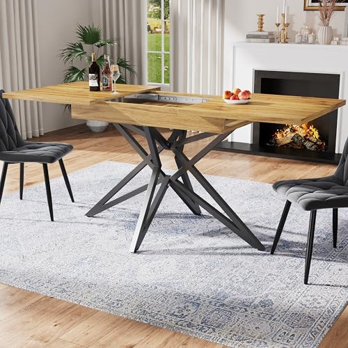 BTM Extendable Dining Table 120-160 x 80 cm Dining Room Extending Kitchen Breakfast Table for Small Spaces Walnut