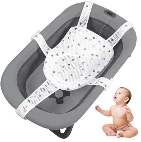Cojín de baño para bebé, Ajustable Red de Soporte para Bañera, Red de Baño para Bebés, Cojín de Baño Recién Nacido, Red Antideslizante para Recién Nacidos, Asiento Hamaca Bañera Bebé para 0-36 meses