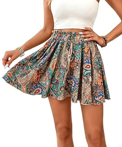 Koerye Pantaloncini Donna Estivi Eleganti Vita Alta Gamba Leggero Larga Shorts Boho Casual Larghi Shorts Donne Elasticizzata con Coulisse Pantaloncini Spiaggia
