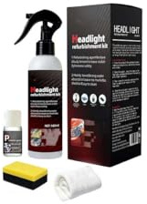 Car Headlight Restoration Kit, Automotive Headlamp Restoration Fluid Kit, Car Headlight Cleaner and Restorer Coating Spray with Wipe and Sponge for All Vehicle Types