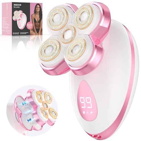 Electric Lady Shaver for Women, Magnetic Rotary Razor for Legs Cherry | Wet Dry Smooth Hair Removal for Whole Body, Pianless Lady Trimmer for Sensitive Skin, Rechargeable