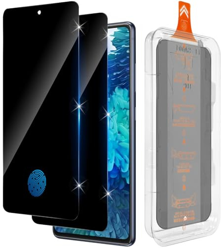 Funrae Sichtschutzfolie für Samsung Galaxy S20 FE 5G für Panzerglas, 28° Seitenschutz, Anti-Spy Schutzglas Extrem Kratzfest 9H Folie, Blasenfreie [Auto-Installation] Privacy Film, 2er-Pack