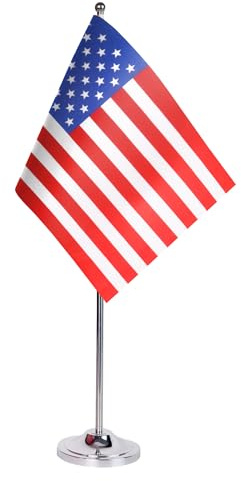 AZ FLAG Bordsflagga USA 22x15 cm Bordsbanér Amerikansk Satin Metallfot