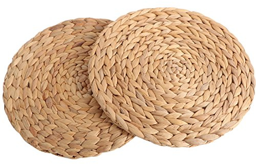 kilofly 2 tovagliette rotonde in rattan intrecciato in giacinto d'acqua naturale