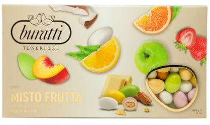 Buratti Confetti Dragées Cœur Tout Fruit, goûts Assortis Tendresses Fruits Variés Colorés 1 Kg