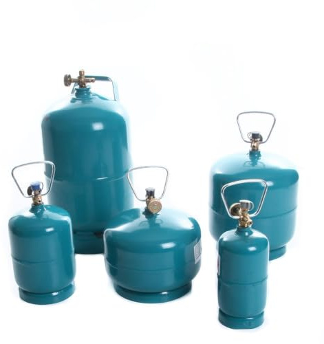 rg-vertrieb Leere befüllbare Gasflasche Propan Butan Camping Grill Gasbrenner Kochen Flasche wiederbefüllbar 0,5kg 1kg 2kg 3kg 5kg Umfüllschlauch Adapter wählbar (Gasflasche 2kg)