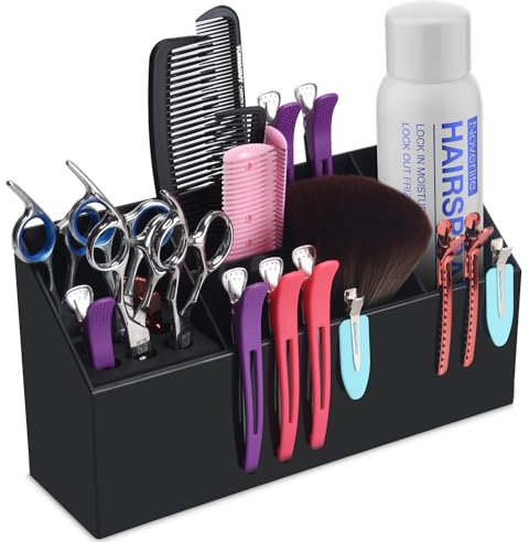 Noverlife Haarschere Große Aufbewahrungsbox, Scherenhalter für Friseursalon, Scherenhalter, Friseurkämme Clips Schere Professionelle Friseurkämme, Bürsten Aufbewahrungsständer Werkzeugkiste - Schwarz