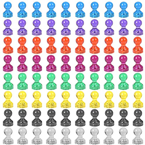 Chstarina 80 Pièces Aimants Punaises Magnétiques de 8 Couleurs Push Pin Aimants Fort pour Tableaux Magnétiques, Tableau Blanc, Réfrigérateur, Interactif, Surface Magnétiques