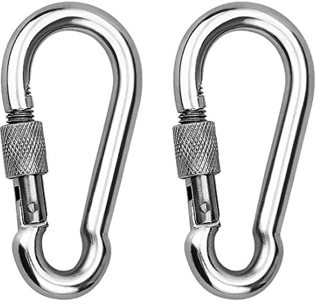 OULVLIFE Mousqueton à verrouillage, mousqueton robuste, 60mm Mousqueton en acier au carbone zingué avec verrouillage à vis (ne convient pas à l'escalade)