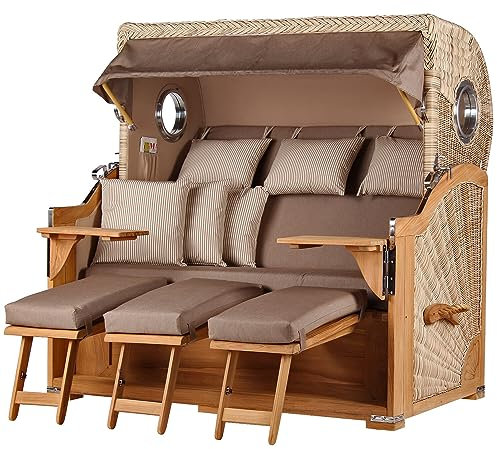 bene living Strandkorb-Set Königssee 3-Sitzer Teak - PE Shell - Modell 534 - Liftersystem