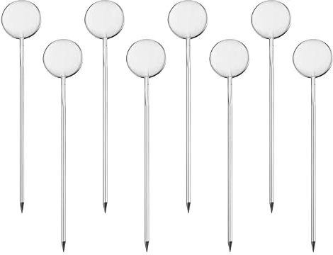 sourcing map Cocktail Toothpicks, 8Pcs 4.72 Stainless Steel Reusable Metal Round Shape Cocktail Picks Skewers for Drinks Appetizer Fruits (Silver)