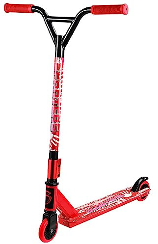 Stunt Scooter - Roller Tretroller Für Kinder & Erwachsene, Cityroller Kickboard Mit 360° Lenkung, ABEC 7 Kugellager,100 mm PU Räder & Griptape, Freestyle-Roller-Funscooter,Rot