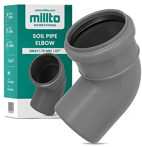 Millto™ Kunststoff Bogen 75x75 mm 67º PP-Bogen Abwasser Installation Rohrbogen Abwassersysteme Abflussrohr Anschluss Kanalisationsrohr Sanitärverbinder Armaturen für Entwässerungssysteme