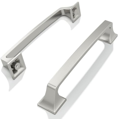 FURNIWARE Pack of 5 Cabinet Handles,Brushed Nickel Hardware Drawer Pulls,Zinc Alloy Kitchen Cabinet Door Handles Pull-128mm(5 Inch) Hole Center