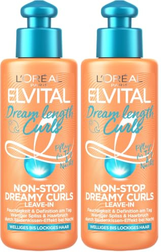L'Oréal Paris Elvital Leave-In Conditioner für definierte Locken, Anti-Frizz Haarkur für mehr Schwung und Griffigkeit, Dream Length Curls Non-Stop Dreamy Curls, 1 x 200 ml (Packung mit 2)