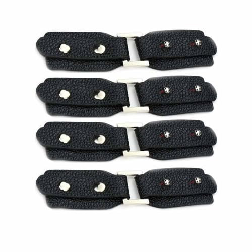 SHTGOI 4 Stück PU Leder Knebelverschlüsse mit Metal Clip Kleidung Knebelknöpfe Vintage Strickjacke Clip zum annähen Druckknöpfe Leder Tab Schnallen mit 4 Nägel für Windjacke Mantel Silber