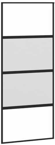 vidaXL Porta Scorrevole Nera 90x205 cm in Vetro Temperato e Alluminio