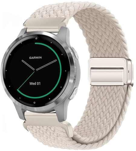 VELULYX armband nylonflätning Kompatibel Garmin Venu 2S/Venu 3S/Vivomove 3S/Vivoactive 4S, 18MM elastiskt magnetiskt spänn för Fossil Ladies Gen 6/5E/4/Gen 3