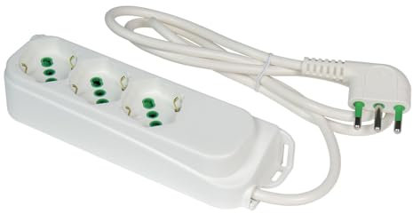 FANTON 404600-E Multipresa 3 prese bipasso schuko 2P+T 16A cavo 1 m. 3G1 H05VV-F spina a squadra italiana 2P+T 16A