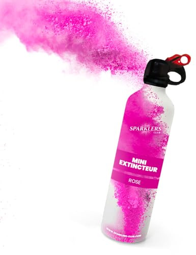 SPARKLERS CLUB Mini Extincteur Poudre Holi avec 150gr de Poudre Holi - idéal pour vos événements, petits et grands, fêtes Holi, festivals, Gender Reveal / Baby Shower, anniversaires, mariages (Rose)