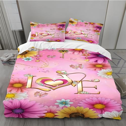 BAIL Housse de Couette 240 x 260 Marguerite Jaune Housse Couette Très Doux Parure de Lit Adulte en Microfibr 2 Taies d'oreiller 65 x 65 cm Convient pour Chambre