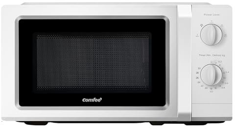 COMFEE' Microondas CMO-MP012OC(WH), capacidad 19L, 700W de potencia, 5 niveles de potencia, temporizador de 30 minutos, descongelación