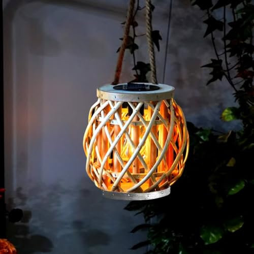 Solar Laterne Outdoor Solar Rattan Hängende Solarleuchten Solarlaterne Licht Tragbare Solarlampe Gartenlandschaft Solarbeleuchtung für Terrasse, Dekoration