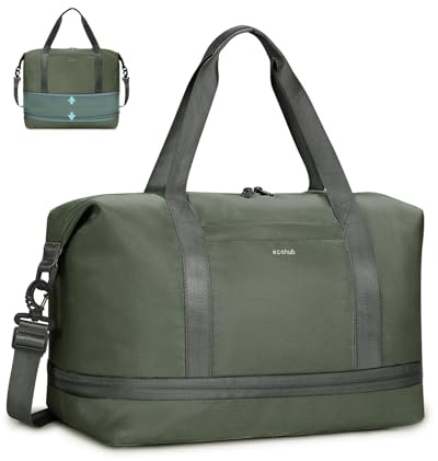 ECOHUB Bolsa Viaje 40x30x20 Expansible, para Ryanair Vueling Wizzair, Equipaje de Mano Impermeable, Húmedo Extraíble, Bolsos Maternidad Hospital, Bolsa Deporte Mujer, (Verde Aguacate)