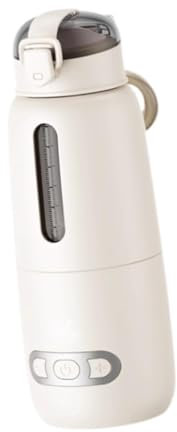 Baoblaze Portable Milk Warmer,USB Rechargeable Accurate Temperature Control,Fast Heating Baby Water Bottle,Milk Warmer Airplane Travel, beige 300ml