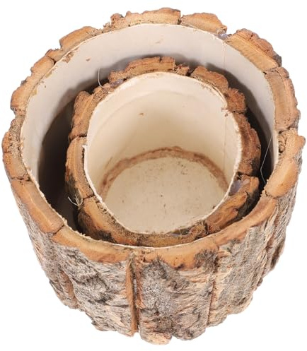 BESPORTBLE Bark Flower Bucket 2 Pack Natural Flower Container Rustic Bark Design Planter for Indoor Outdoor Display Home Decor Weddings Kitchen Patio Balcony 3.54 X 3.54 X 3.15 in