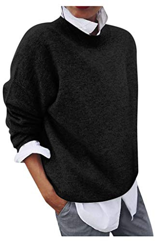 Dasongff Chandail Femme Mesh Pull et Chemise Femme 2 en 1 Hiver Sweat Oversize Manche Longue Couleur Unie Chandails Patchwork Casual Loose Sweater Pullover Blouse Vintage Tricot Mode Chaud Pulls