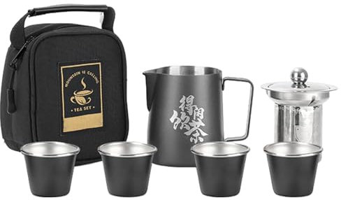 Juego de té de viaje - Juego de té Kung Fu de acero inoxidable, juego de té portátil | Juego de tazas de té fáciles de llevar con y bolsa de viaje, de viaje antióxido