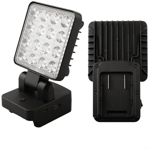 LVYXON Linterna de trabajo LED inalámbrica con doble interruptor, compatible con Worx WA3593 WA3595 WA3401 batería de 18 V, 1500 lm, cabezal giratorio, para batería de litio de 5 pines y 20 V