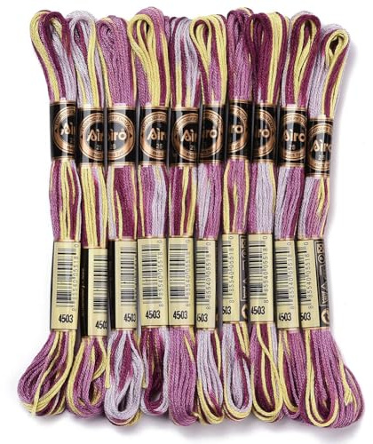 CABODYALS 10 Strang 80m Lila Stickgarn Mit Farbverlauf Kreuzstichgarn Polyestergarn Baumwolle Multifarben Schnittfaden Kreuzstich Garn Faden Zur Schmuckherstellung Armbandstricken Nähen Bastelbedarf