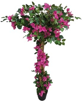 Cachpib Bougainvillier - Plante artificielle en plastique - Plante en pot - Décoration pour l'intérieur et l'extérieur - Pour la maison, le bureau, le salon - 125 cm