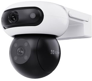 EZVIZ Cámara Vigilancia WiFi Exterior Doble Lente 8MP(4MP+4MP), 360° Cámara IP de Seguridad con Visión Nocturna en Color,Detección IA de Persona/Vehículo,Audio Bidireccional,Alexa,Impermeable,C90 Dual