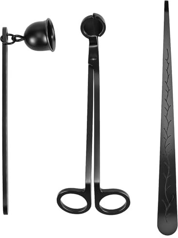 QWORK® 3 in 1 Spegni Candela Set, Forbice per stoppini in Acciaio Inossidabile, Cura delle Candele Set con Pinza per spegnere e Wick Dipper